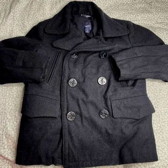 Gap Kids Classic Navy Wool Pea Coat Size M/8 Excellent Condition - Picture 1 of 4